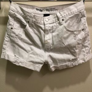 Distressed White Shorts